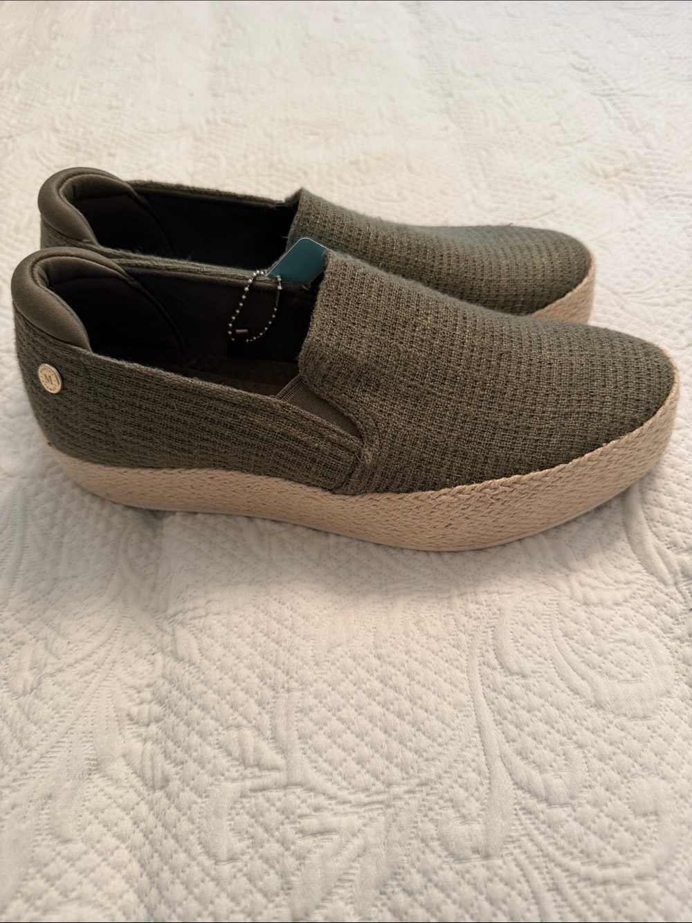 Skechers Olive Slip-On Knit Espadrille Platform Sneakers